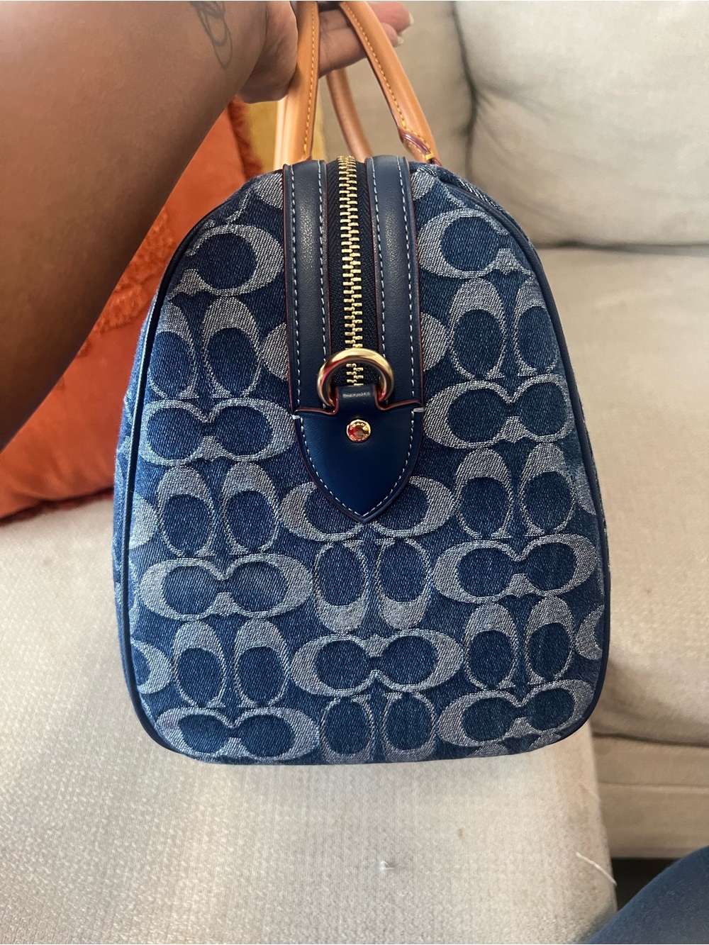 Coach Signature Large Denim Rowan - Picture 3 of 10